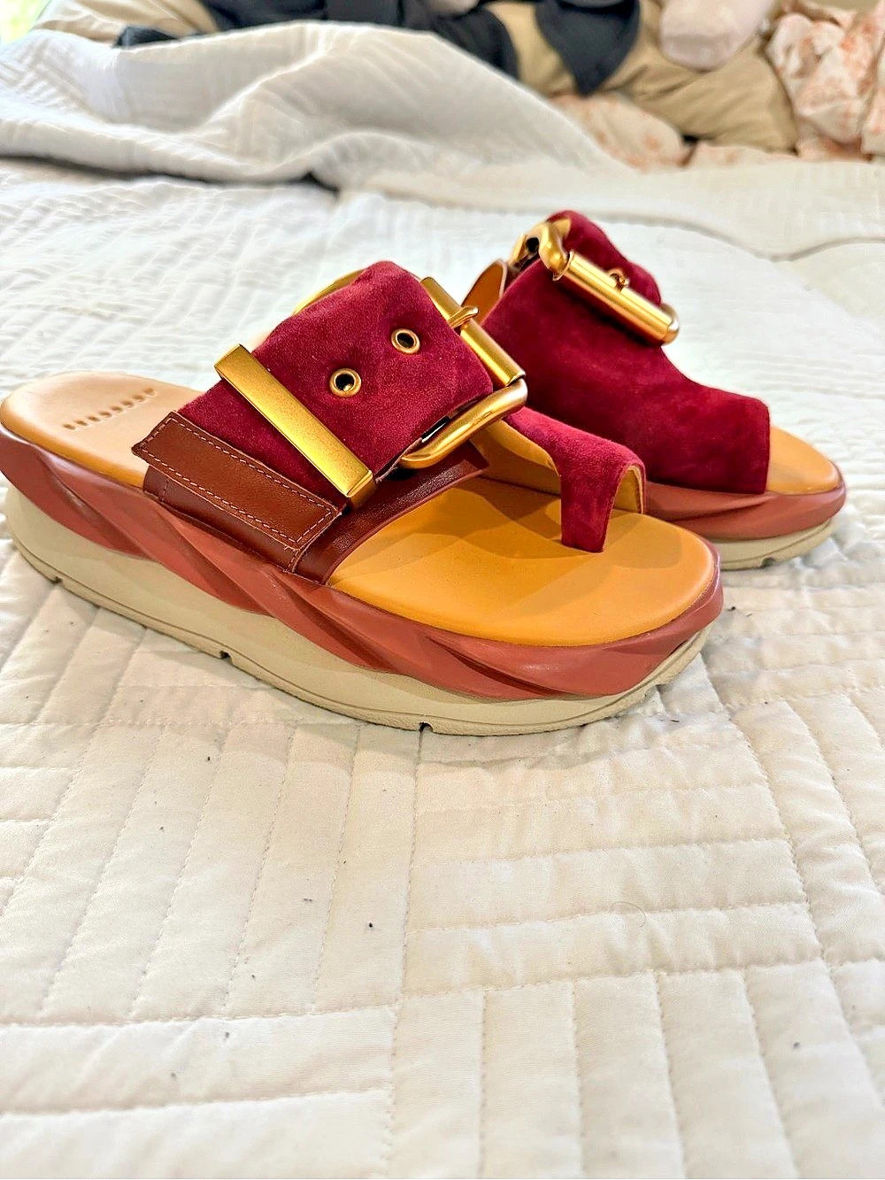 4CCCCEES Mellow Glow Platform Sandals Red & Brown EU 40 - Picture 3 of 7